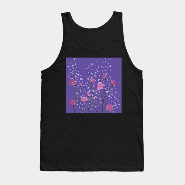 Cute Little Pink Flowers in Purple Background Tank Top by aybe7elf